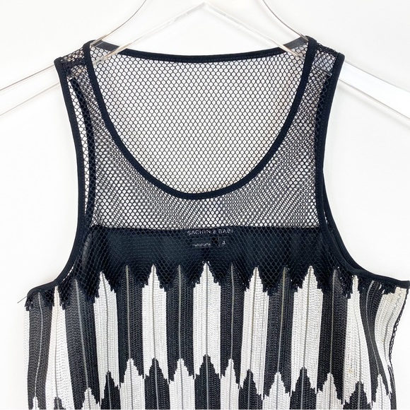 Sachin + Babi | Black Embroidered Mesh Abstract Ikat Top - Picture 3 of 9